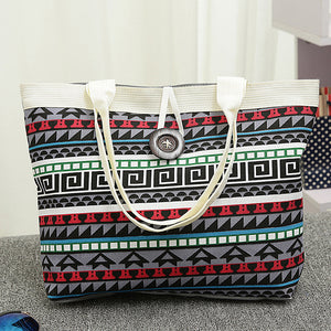 Women National Style Shopping Handbag Canvas Tote