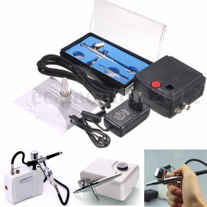 EU Plug New Precision Dual-Action Airbrush Spraying Air Pump Compressor Kit Craft Cake Hobby Spray