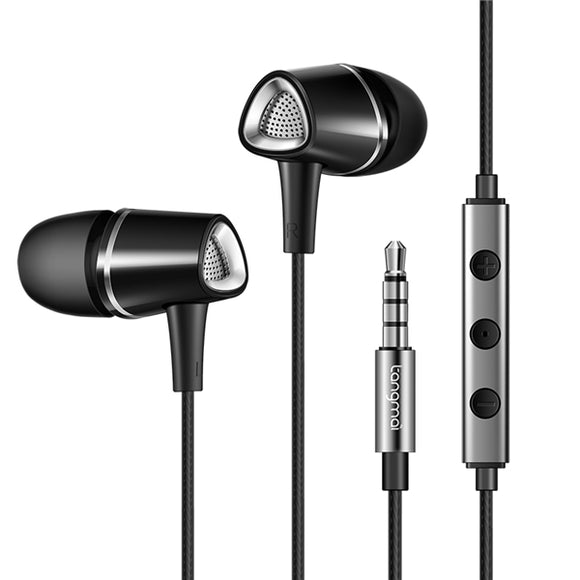 Tangmai C5 In-ear 3.5mm Plug Wired Control Bass Earphone With Mic for Android IOS