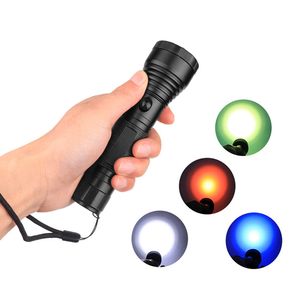 XANES 1272 XPE LED 3 Modes 360 Rotating Lens Four Color Lights LED Flashlight 18650