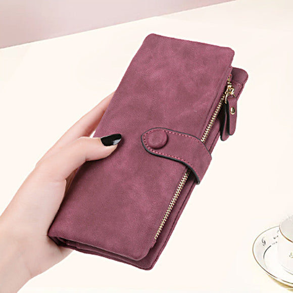 Retro Matte Buckle Ladies Wallet Bulk Card Holder Purse Clutch Bag