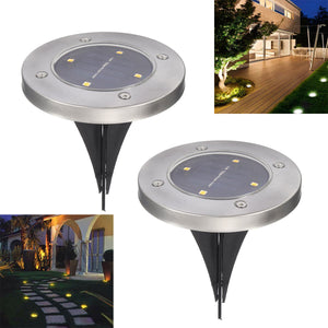 2Pcs 4 LED Solar Powered Buried Light Under Ground Lamp Outdoor Pathway Garden