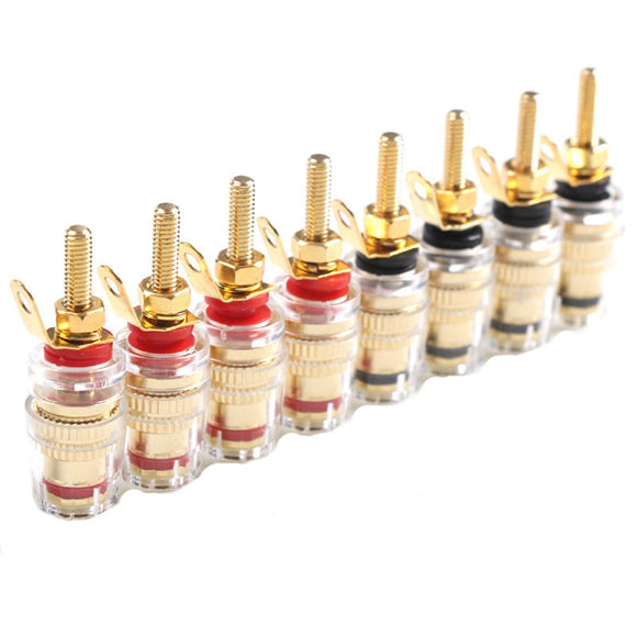 2Pcs Speaker Terminal Binding Posts Clear Gold Plated Amplifier Connector Plug