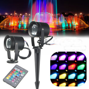 16Colors 10W Waterproof LED RGB Flood Spot Lawn Light Spot Lightt Bulb AC85-265V+Remote