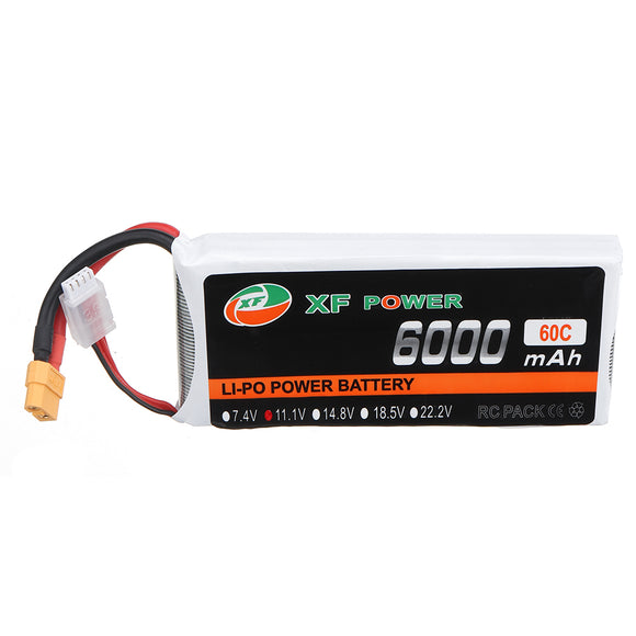 XF POWER 11.1V 6000mAh 60C 3S XT60 Plug Lipo Battery for RC Quadcopter Car Airplane