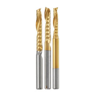 Drillpro 3.175mm Shank 12/15/17/22mm Single Flute End Mill Cutter Titanium Coated Spiral Drill Bit