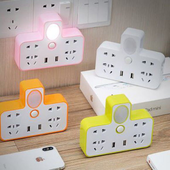 Small Converter Dual USB Port Wireless High Temperature Flame Retardant Socket with Night Lamp Switch