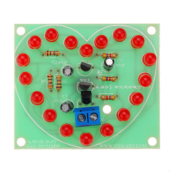 Assembled Electronic Heart-shaped LED Flash Light Module Board 3-4V 6.1x6.8cm