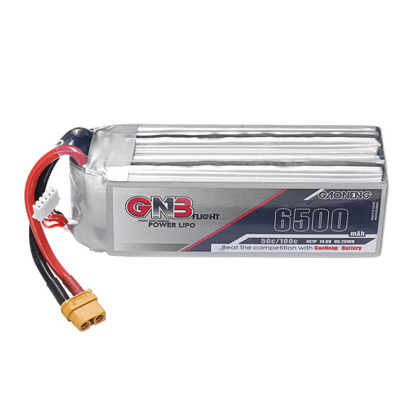 Gaoneng GNB 14.8V 6500mAh 50C 4S Lipo Battery XT60U-F Plug for RC Quadcopter Car