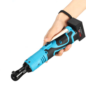 28V Rechargeable Cordless Electric Ratchet Wrench Right Angle Wrench 3/8'' Drive