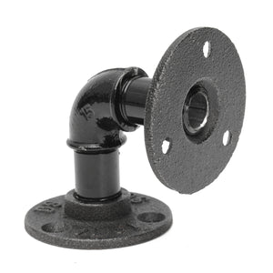 2Pcs 8x8cm Industrial Pipe Shelf Bracket Black Steampunk Pipe with Flange for Home Shop Bath