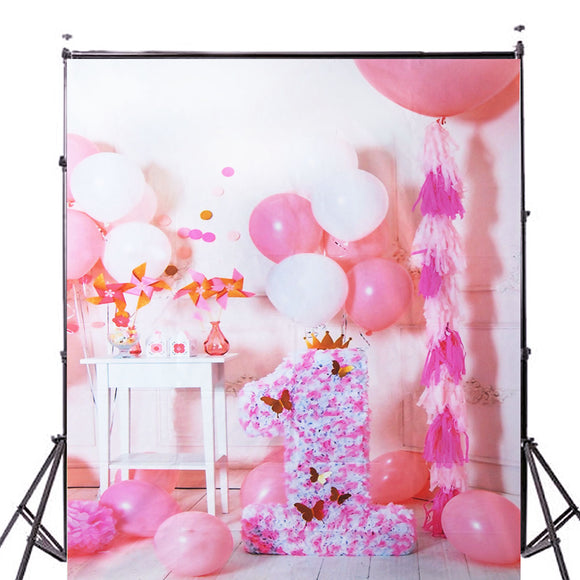 5x7ft Pink Balloon Birthday Photography Backdrop Studio Prop Background