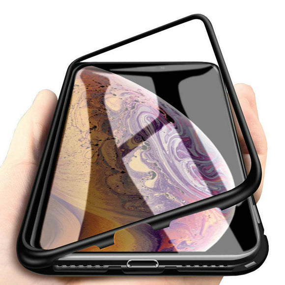 Baseus Clear Magnetic Adsorption Aluminum Alloy Tempered Glass Protective Case For iPhone XS