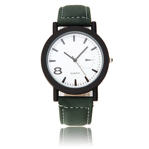 Casual Fashion Black Color Case PU Leather Band Analog Men Women Quartz Watch