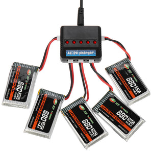 XF POWER 3.7V 680mAh 30C 1S Lipo Battery PH 2.0 Plug with Battery Charger