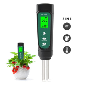 YY-1000 3 In 1 Soil EC Temperature Meter Moisture Tester Potted Gardening Agricultural Measuring Tool Conductivity Meter