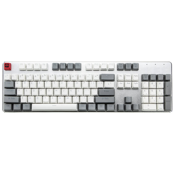 MantisTek White and Grey 110 Key Caps OEM Profile Double Shot Molding Backlit PBT Keycaps