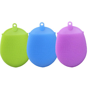 Double Sided Oval Silica Gel Bath Brush Multifunctional Baby Woman Bath Brush Heat Insulation Decontamination Cleaning Brushes