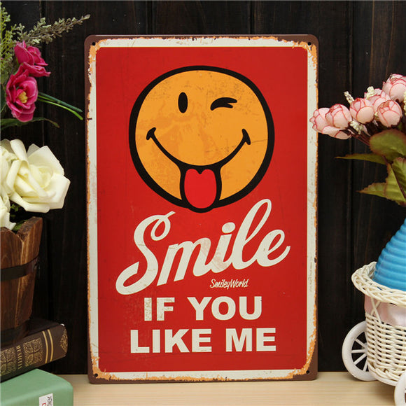 Smile Sheet Metal Drawing Metal Painting Tin Shop Pub Wall Tavern Sign Poster