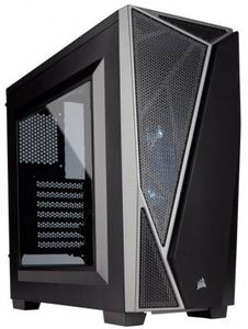 Corsair CC-9011109 carbide series spec-04 Windowed side panel , blacK + Silver with 1x White LED fan , No psu ( bottom placed psu design )