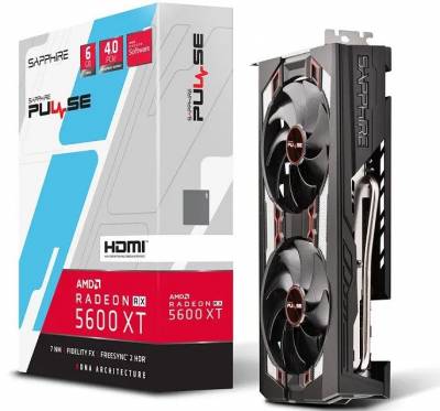 Sapphire rX-5600XT - 6Gb Pulse edition , 7nm , 2 slots required , blower fan with double-ball bearing , with aluminum backplate