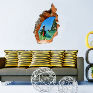 3D Seascape Wall Decals Removable Attractive Scenery Wall Stickers Home Wall Decor