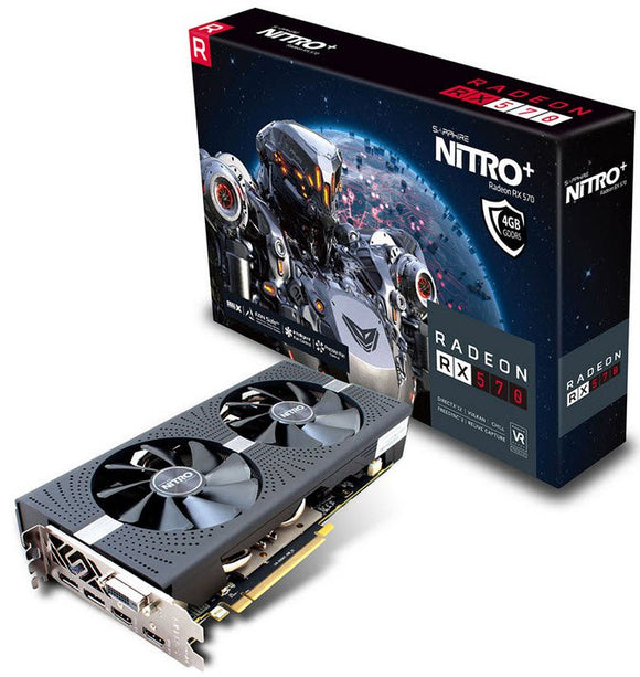 Sapphire rX-570 - Nitro+ edition - 4Gb Oc edition with nitro glow RGB LED + aluminum backplate