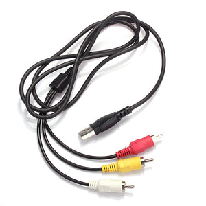 USB Male A to 3 RCA AV A/V TV Adapter Cord Audio Cable