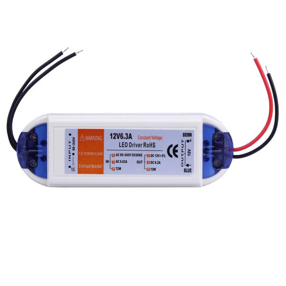 12V 72W LED  Power Supply Driver Transformer Adapter AC 90-240V