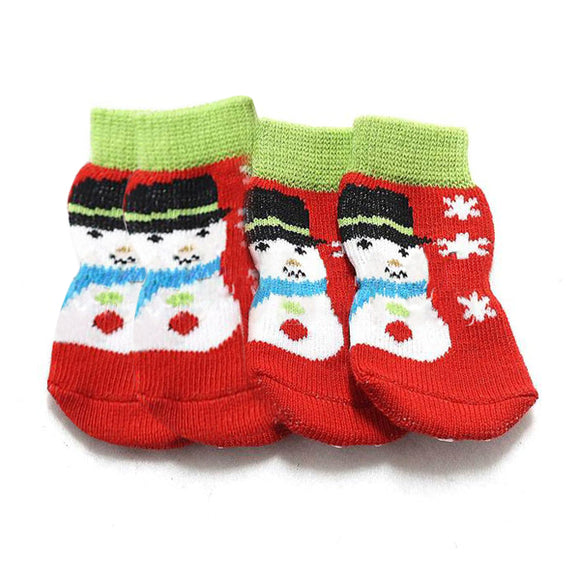 Christmas Snowman Pattern Lovely Pet Socks Christmas Dog Socks