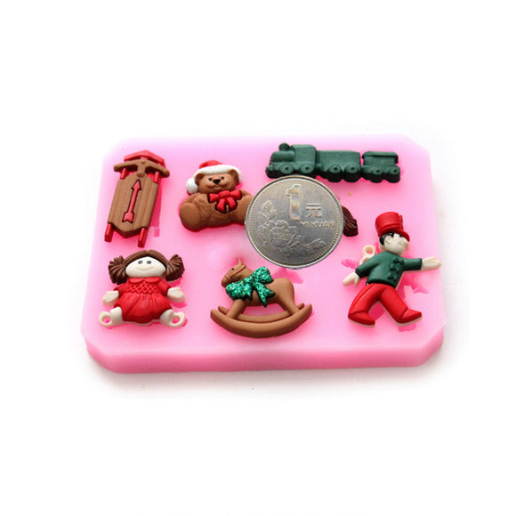 Bear Train Silicone Chocolate Cake Decorating Mold Resin Flower