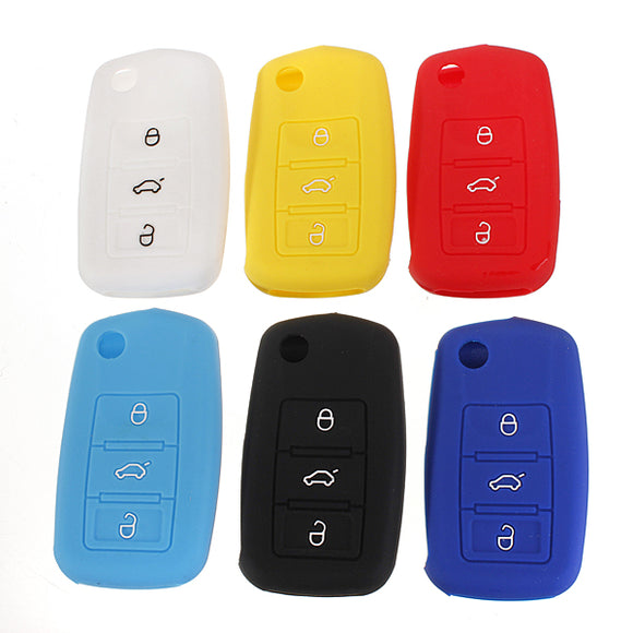 Silicone Remote Key Case Shell Flip FOB For VW Golf Mk6 Jetta Polo