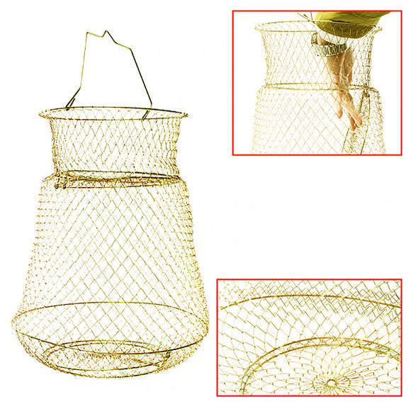 Foldable Golden Steel Wire Fishing Pot Trap Net Crab Cage