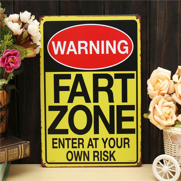 Fart Zone Sheet Metal Drawing Metal Painting Tin Shop Pub Wall Tavern Poster Sign