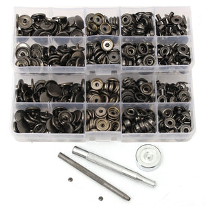 100pcs 15mm Black Snap Fasteners Popper Press Stud Button Leather Tool Kit