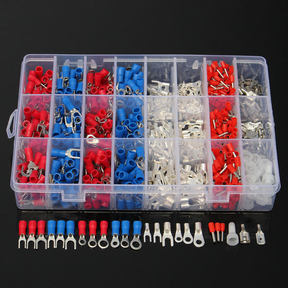 1000Pcs Electrical Wire Connector Insulated Crimp Terminals Spade Assorted Set