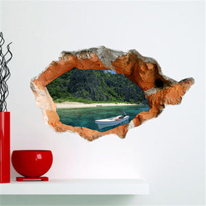 3D Wall Decals Wall Hole Removable Lake View Stickers Home Wall Decor Gift