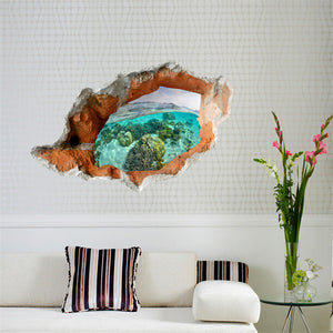 3D Under Water World Wall Decals Removable Scenery Wall Stickers Home Wall Decor